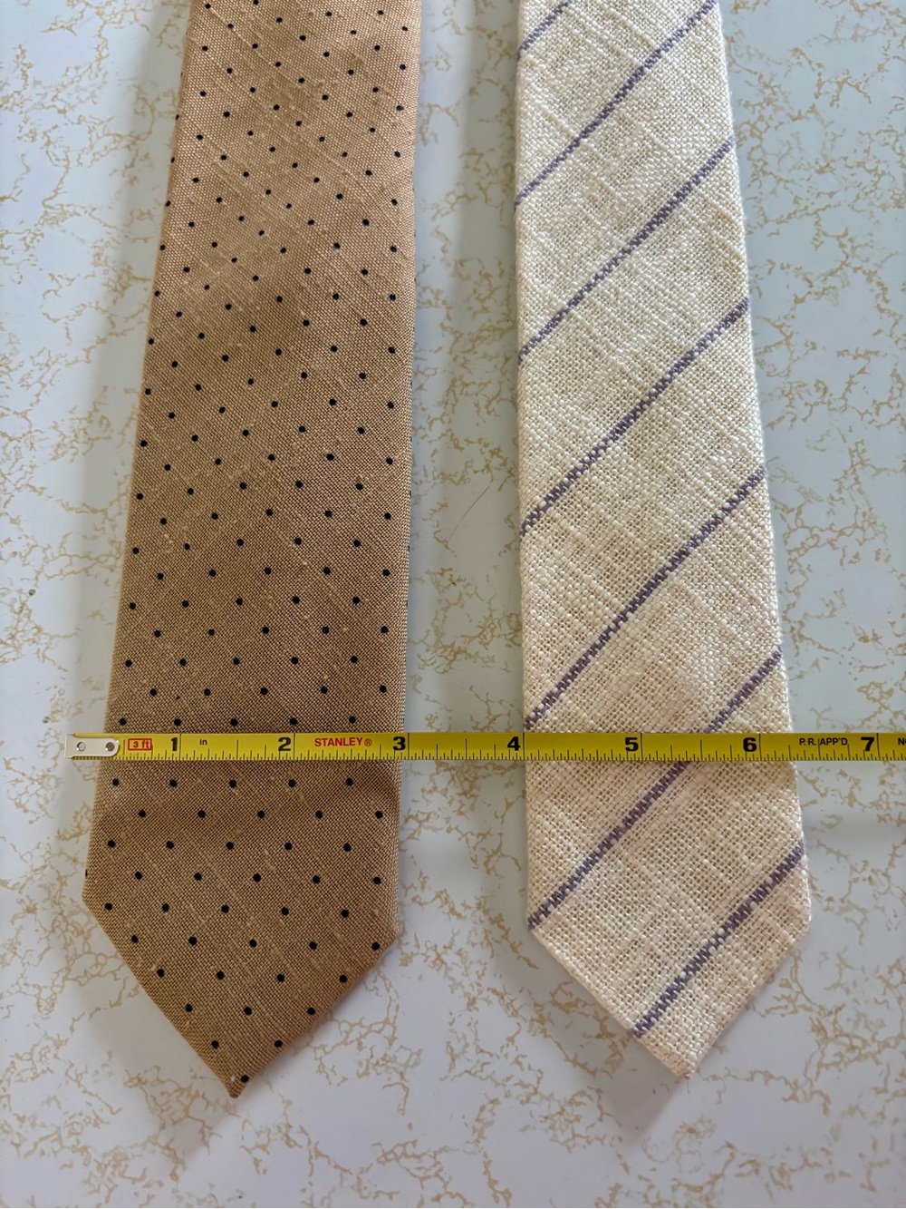 2 John Henry ties. Ivory and Lavender and brown with black dots. Preloved - Picture 3 of 7